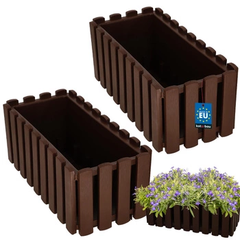 Sada rustikálních hnědých balkonových truhlíků 400 mm sada 2 ks.