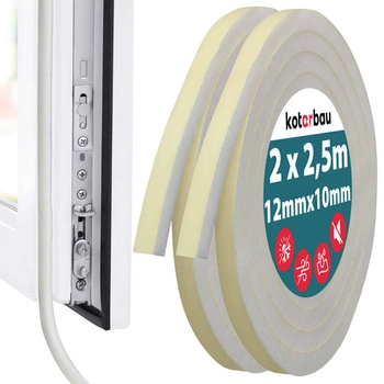Samolepicí houbové těsnění pro okna dveře 10x12 mm x 2,5 m sada 2 ks.