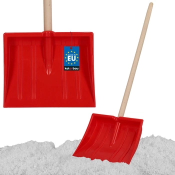 Dětská lopata na sníh s dřevěnou rukojetí červená
