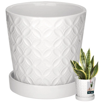 Květináč kulatý bílý s podmiskou ⌀ 13 cm