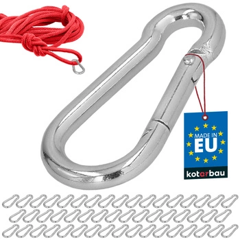 Hasičský karabina pro houpačky lana sítě kovová 50 mm sada 50 ks.