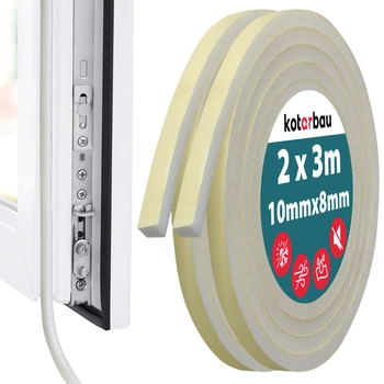 Samolepicí houbové těsnění pro okna dveře 8x10 mm x 3 m sada 2 ks.