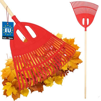 Vějířové hrábě na listí 51,5 cm + lakovaná dřevěná násada 1,5 m