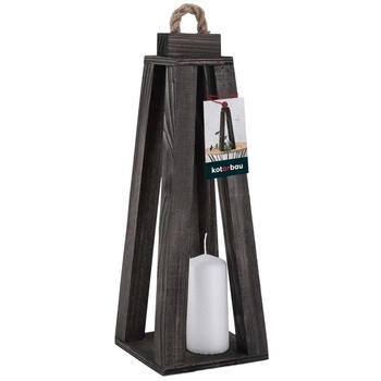 Dřevěná kuželová lucerna na svíčku domácí zahrada černá 13,5x13,5 cm