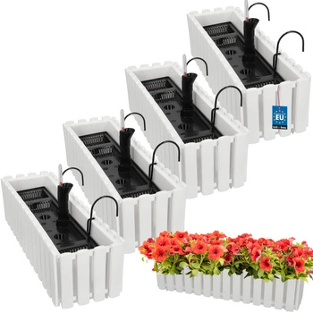 Květináč balkónový bílý na zábradlí 600 MM Sada 4 ks..