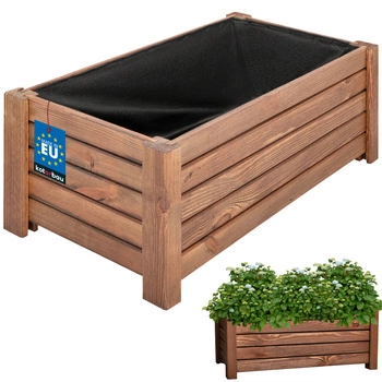 Dřevěný zahradní truhlík na květiny hnědý 60x33 cm