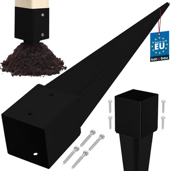 Základna sloupu zapuštěná do země ocel černá 120x120x750 mm