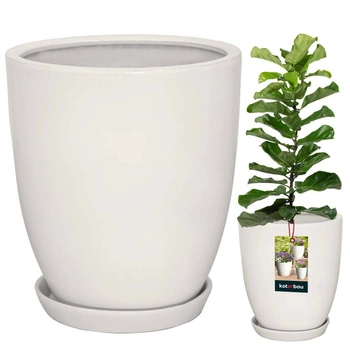 Keramické glazované bílé květináče 26 cm