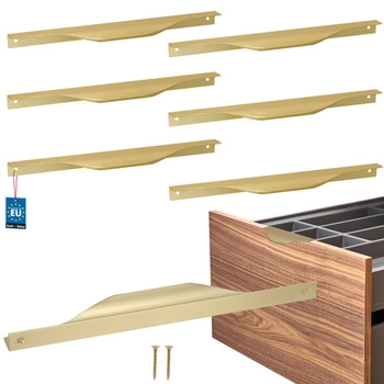 Hranatá nábytková úchytka moderní hliník zlatý mat 256 mm sada 6 ks.