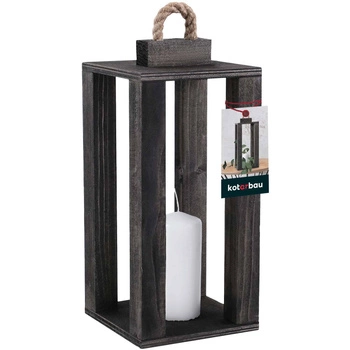 Dřevěná lucerna na svíčku domácí zahrada černá 13,5x13,5 cm
