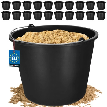 Stavební hospodářské na maltu plastové černé 16 l sada 20 ks.