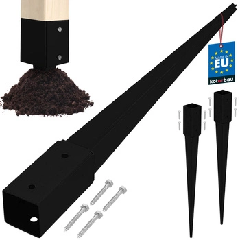 Základna sloupu zapuštěná do země ocel černá 60x60x750 mm sada 2 ks.