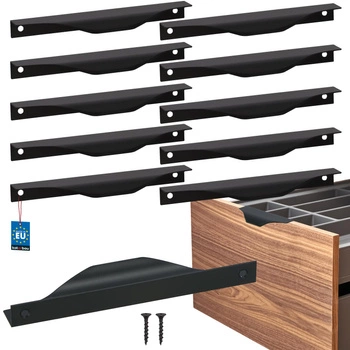 Hranatá nábytková úchytka moderní hliník matná černá 160 mm sada 10 ks.
