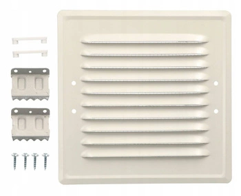 Krátka ventilační mřížka komínová kovová 16,5x16,5 s dráty - Barva bílá