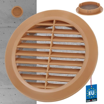 Kulatá větrací mřížka se síťkou béžová 100 mm
