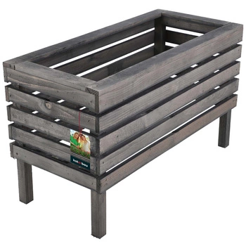 Zahradní dřevěný truhlík na květiny šedý 64 cm