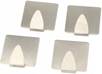 Háček držák samolepící koupelnový 4 ks - Barva stříbrná