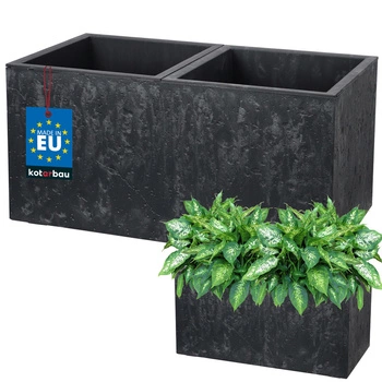 Květináč obdélníkový dvojitý beton industriální antracit 58 cm