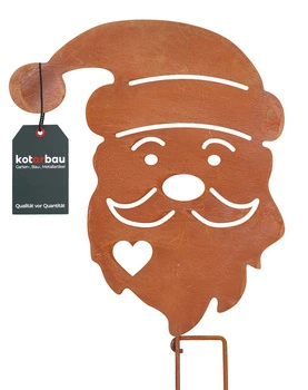 Figurka hlava santa clause kovová zahradní ozdoba rezavá