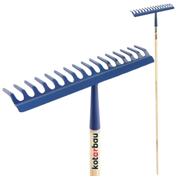 Kovové zahradní hrábě s 16 zuby a dřevěnou násadou kotarbau