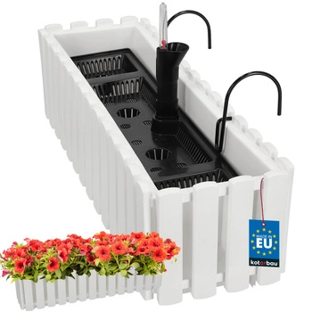 Květináč balkónový bílý na zábradlí 600 MM