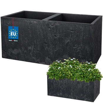 Květináč obdélníkový dvojitý beton industriální antracit 77 cm