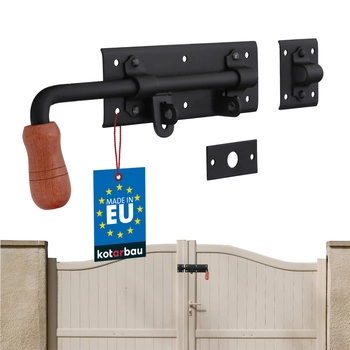 Garážová závora zámek dveře brány ocel levá černá 280 mm