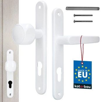 Dveřní klika hliníková dlouhá hřídel s vložkou bílá 72 mm