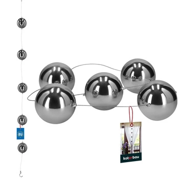 Zrcadlový dekorativní věnec stříbrné ocelové kuličky vysoký lesk 100 cm