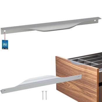 Hranatá nábytková úchytka moderní hliník stříbrná 256 mm