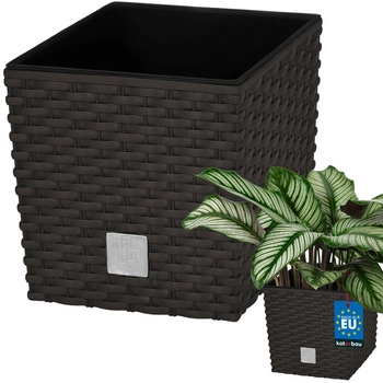 Zahradní ratanový květináč s vložkou umbra 22x22 cm