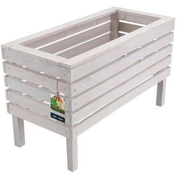 Zahradní dřevěný truhlík na květiny bílá 64 cm