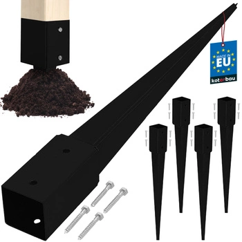 Základna sloupu zapuštěná do země ocel černá 70x70x750 mm sada 4 ks.