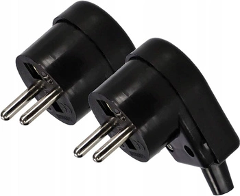 Konektor úhlový, rozebíratelný, uzemnění, zástrčka 16A, 2 ks - Barva černá