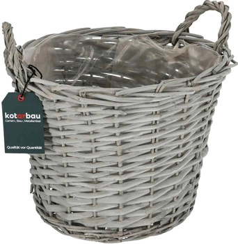 Koš z proutí, květinová nádoba na květiny a stromek fi 31 cm - Barva šedá