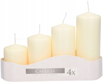 Sada 4 stupňovitých cylindrických stolních svíček ecru kotarbau
