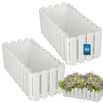 Květináč balkónový bílý na zábradlí 400 MM Sada 2 ks..