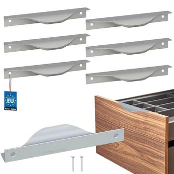 Hranatá nábytková úchytka moderní hliník stříbrná 128 mm sada 6 ks.