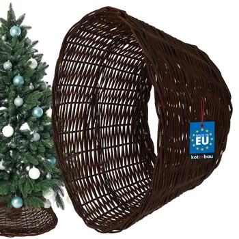 Koš z proutí ø45 cm na stojan pod vánoční stromek boho - Barva tmavě hnědá
