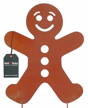 Figurka člověk kovový ornament zahrada rez hnědá