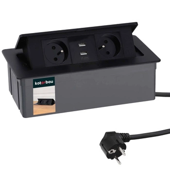 Stolní zásuvka + prodlužovací kabel usb černá