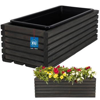 Květináč zahradní dřevěný truhlík na terasu s vložkou antracit 44x20 cm