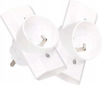 Třícestný rozdělovač zásuvky se zemněním - 2 ks - Barva bílá