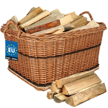 Koš proutěný na dřevo ke krbu s rukojetí