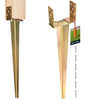 Zlatá nastavitelná základna sloupu zapuštěná do země 0-160 mm