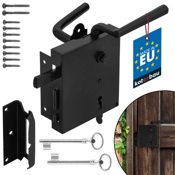 Retro ocelový zámek venkovského boxu černý pravý