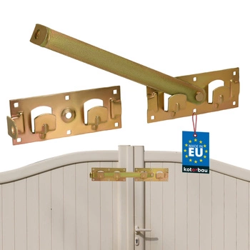 Závora brány západka blokace pro brány dveře branky zlatá 43 cm