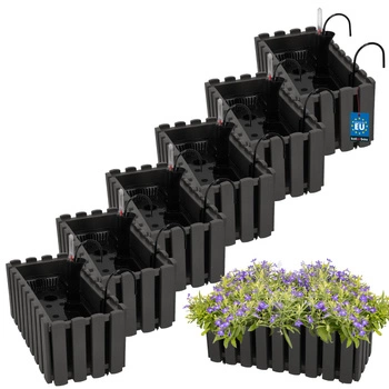 Květináč balkónový šedý na zábradlí 400 MM Sada 6 ks..