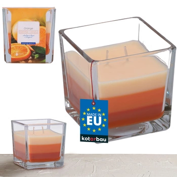 Skleněná vonná svíčka tricolour 32 h - oranžová kotarbau