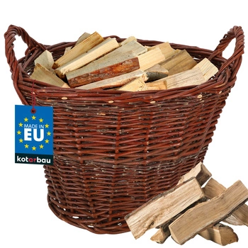 Proutěný koš s ušima na dřevěné hračky ovoce - ⌀40 cm